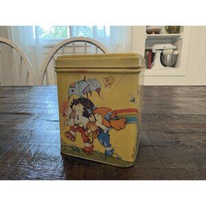 SAVE FOR A RAINY DAY Vintage 1970-80's Hallmark Tin Metal Coin Bank Kids Rainbow
